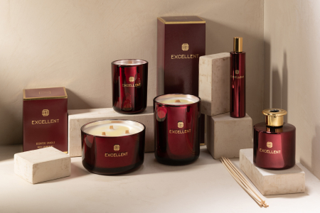 Lumanare parfumata, Sticla, Rosu, 11x11x14.5 cm [3]