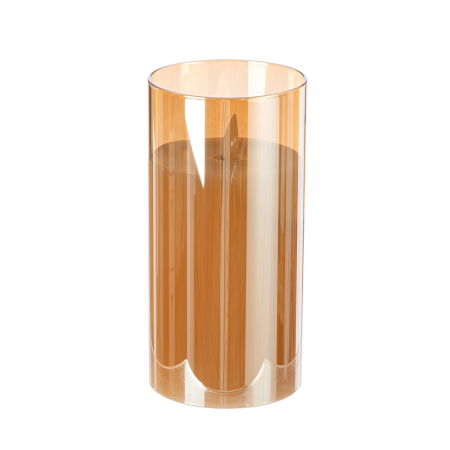 Lumanare tip pilon (LED), rotunda, "Vetro", Ceara, portocaliu, PU 4, H 15,5 cm, A. 7,5 cm [2]
