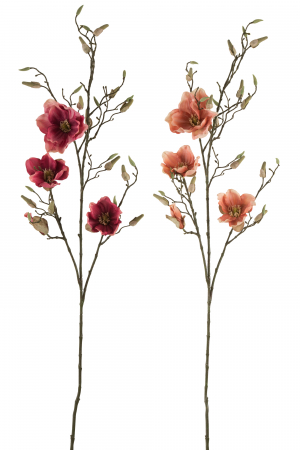 SALE % - Set 2 crengute Magnolie, Plastic, Roz, 23x28x119 cm