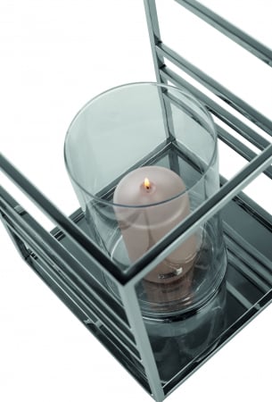 MALIBU, Suport lumânare cu sticlă, inox, l.25,5 cm, h.30 cm [3]