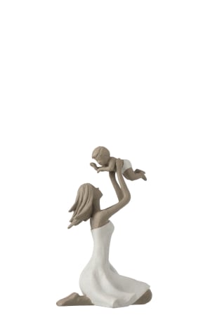 FIGURINE - Mama si copilul, Compozit, Alb , 10x12x18 cm