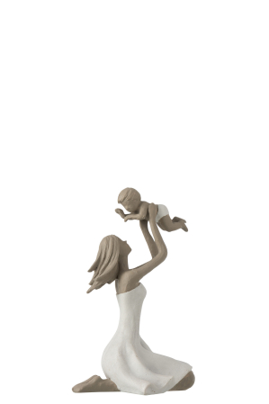 Figurine - Mama si copilul, Compozit, Alb , 10x12x18 cm