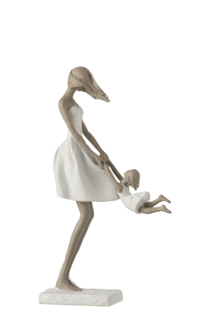 Figurine - Mama si fetita, Compozit, Alb , 8x19x31.5 cm