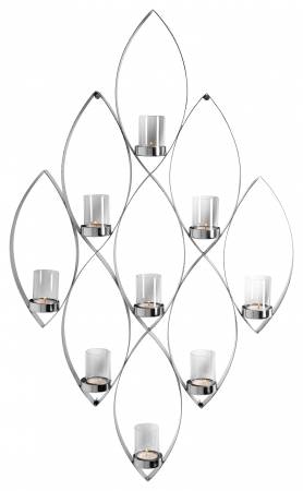 MARUF, Suport lumânare de perete pentru tea lights, inclusiv Pahare, oțel inoxidabil, 48x6x84 cm [1]