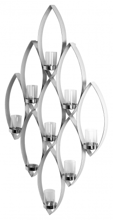 MARUF, Suport lumânare de perete pentru tea lights, inclusiv Pahare, oțel inoxidabil, 48x6x84 cm [2]