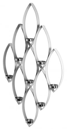 DECORATIUNI - MARUF, Suport lumânare de perete pentru tea lights, inox, 48x6x84 cm