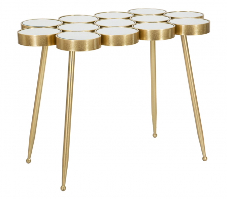 SALE % - Masa Buttle, Fier/MDF/Oglinda, Auriu, 70x100x55 cm