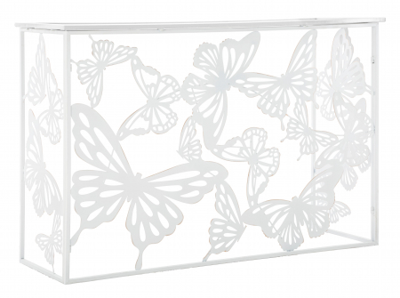 Masa consola Butterfly, fier/oglinda, alb,  121.5X41X81 cm [1]