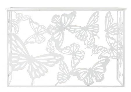 Masa consola Butterfly, fier/oglinda, alb,  121.5X41X81 cm [6]