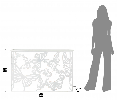 Masa consola Butterfly, fier/oglinda, alb,  121.5X41X81 cm [7]