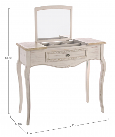 Masa consola cu oglinda, MDF/Lemn, Maro, 90x40x80 cm [10]