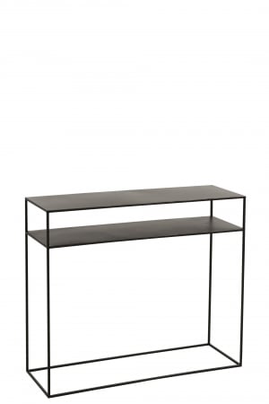 LIVING - Masa consola Rectangular, Metal, Negru, 105x35x85 cm
