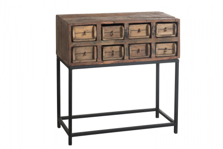 SALE % - Masa consola Rough cu 8 sertare, Lemn, Maro, 75x34x76.5 cm