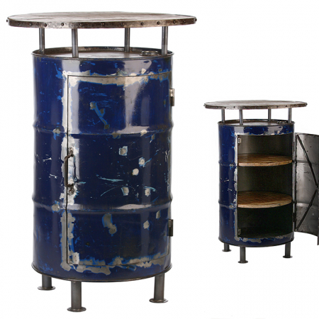 Masa de bar Barrel metal, albastru industrial, 76x116 cm [2]