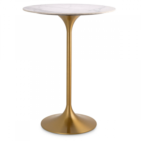 Mese dining - Masă de bar Tazio cu aspect de marmura alba, Dims: Ø 79 | H. 106.5  (CM)