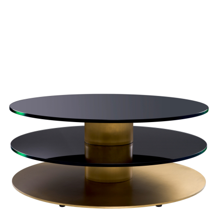 Masa de cafea Dorado cu finisaj alama periata, sticla neagra |Ø 100 | H. 40.5 cm  [1]