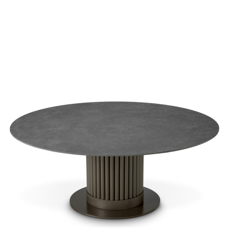 TERASA SI GRADINA - Masa de cafea pentru exterior Volterra rotunda, finisaj bronz, ceramica gri |Ø 110 | H. 45 cm 