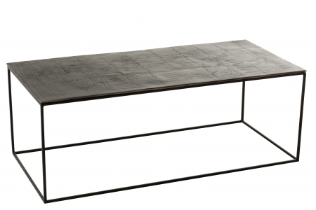 LIVING - Masa de cafea Rectangular, Aluminiu, Negru/Verde, 110x49x40 cm