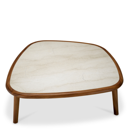 Masa de cafea Wilma lemn de mahon finisaj caramel marmura bej |L. 112 | W. 107.5 | H. 35.5 cm  [2]