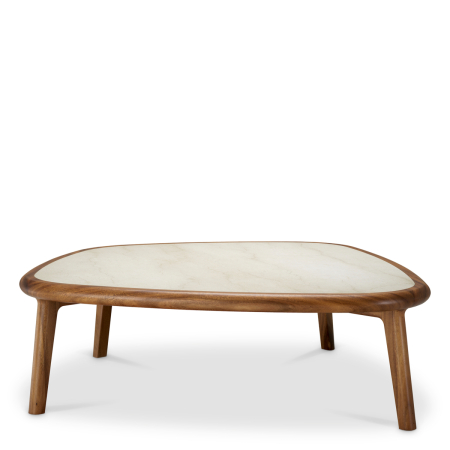 LIVING - Masa de cafea Wilma lemn de mahon finisaj caramel marmura bej |L. 112 | W. 107.5 | H. 35.5 cm 