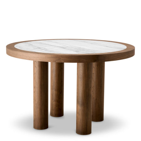 Mese dining - Masa de dining Presedio furnir de nuc, marmura biano liliac |Ø 120 | H. 76 cm 