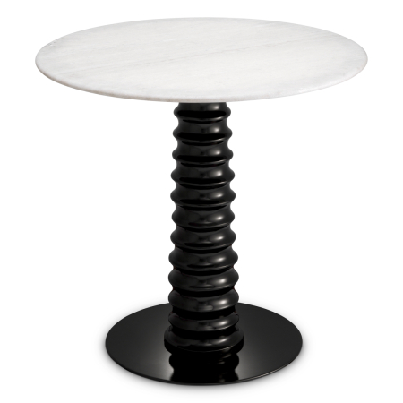 Masa de dining Verano cu finisaj negru, blat din marmura alba |Ø 80 | H. 77 cm [2]