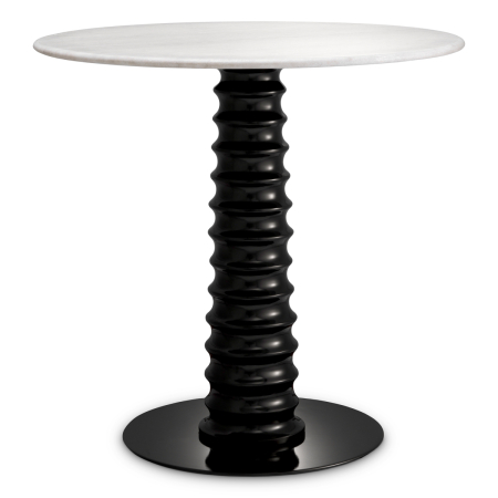 Masa de dining Verano cu finisaj negru, blat din marmura alba |Ø 80 | H. 77 cm [1]