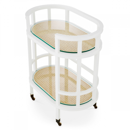 Masă de servire cu roti, Bahamas, finisaj alb din trestie [4]