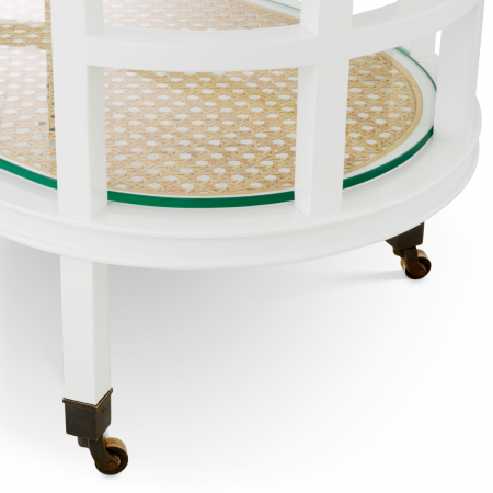 Masă de servire cu roti, Bahamas, finisaj alb din trestie [6]