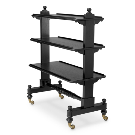Masa de servire cu roti Lysander cu finisaj clasic negru |L. 107.5 | W. 55 | H. 132 cm  [2]
