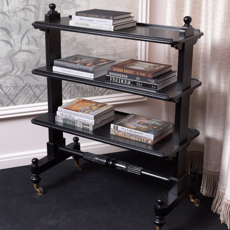 Masa de servire cu roti Lysander cu finisaj clasic negru |L. 107.5 | W. 55 | H. 132 cm  [1]
