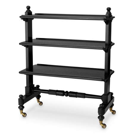 Mese de servire cu roti - Masa de servire cu roti Lysander cu finisaj clasic negru |L. 107.5 | W. 55 | H. 132 cm 