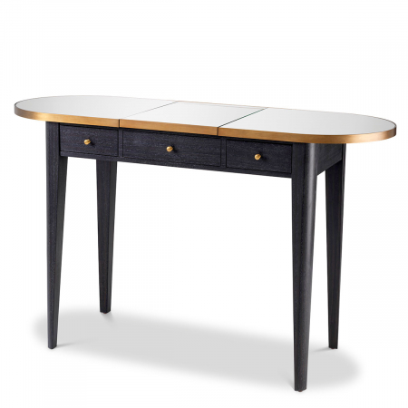 Masa de toaleta, Toulouse, furnir din stejar, gri carbune , Dims: W. 126 | D. 47 | min H. 78.5 | max H. 119.5  (CM) SALE % - Masa de toaleta, Toulouse, furnir din stejar, gri carbune , Dims: W. 126 | D. 47 | min H. 78.5 | max H. 119.5  (CM)