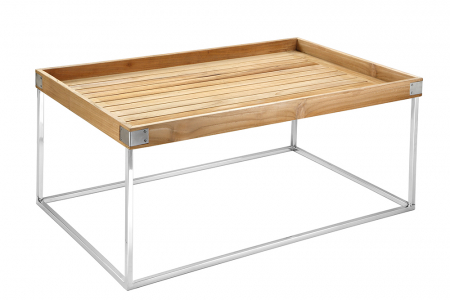 TERASA SI GRADINA - Masa DIEGO, lemn tec/inox, 100x60x62 cm, Fink