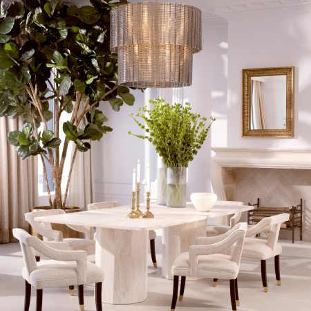 Mese dining - Masă dining, Piazza travertin, Dims: L. 120 | W. 120 | H. 76  (CM)