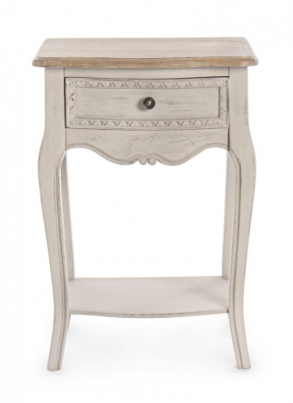 Noptiera 1 sertar Clarisse, Lemn, Alb, 48x35x70 cm [3]