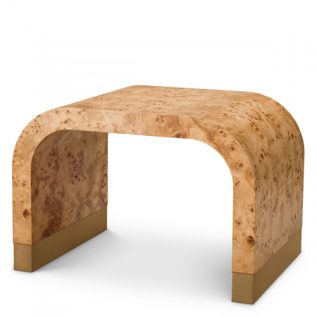 LIVING - Masă laterală, Quinton, furnir din burl, maro deschis, Dimensiuni: L. 70 | W. 50 | H. 40  