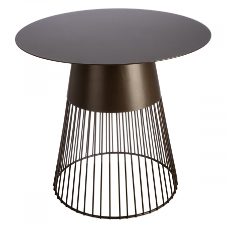 Masute - Masă laterală, rotundă, Metal, maro închis, PU 1, H 45 cm, D 50 cm