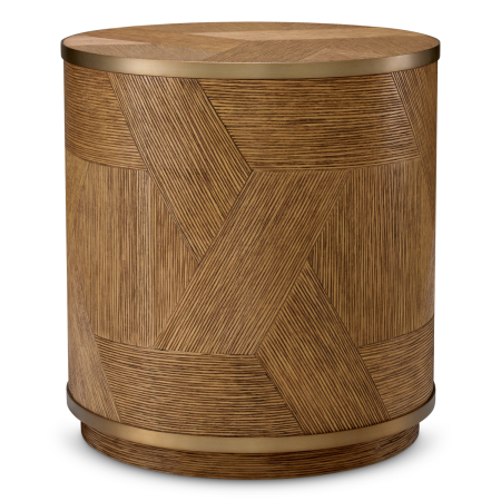 LIVING - Masa laterala Velutto furnir de stejar sculptat caramel, finisaj alama periata |Ø 50 | H. 53.5 cm 