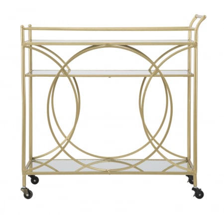 Masa mobila, fier/MDF/oglinda, auriu, 80X40X80 cm [2]