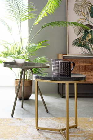 IN STOC - Masa pentru cafea PRESCOTT, marmura, negru, 37.5x41cm