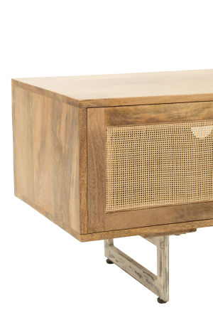 Masa TV Weaving, lucrata manual, Lemn, Natural, 120x43x49 [4]