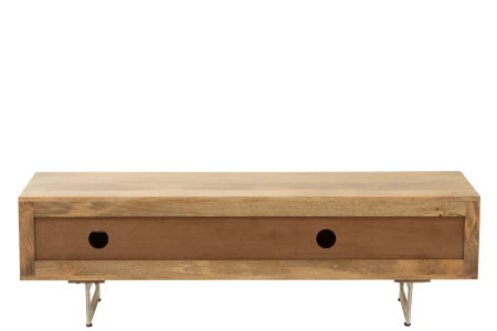 Masa TV Weaving, lucrata manual, Lemn, Natural, 120x43x49 [3]