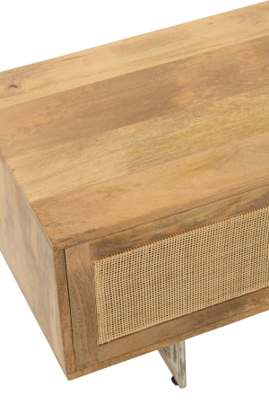 Masa TV Weaving, lucrata manual, Lemn, Natural, 120x43x49 [5]