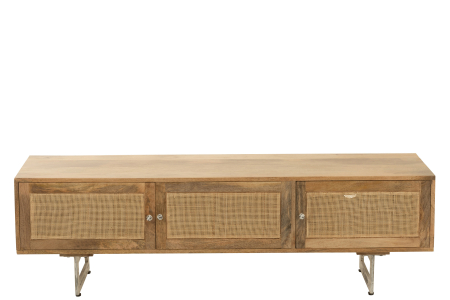 Masa TV Weaving, lucrata manual, Lemn, Natural, 120x43x49 [1]