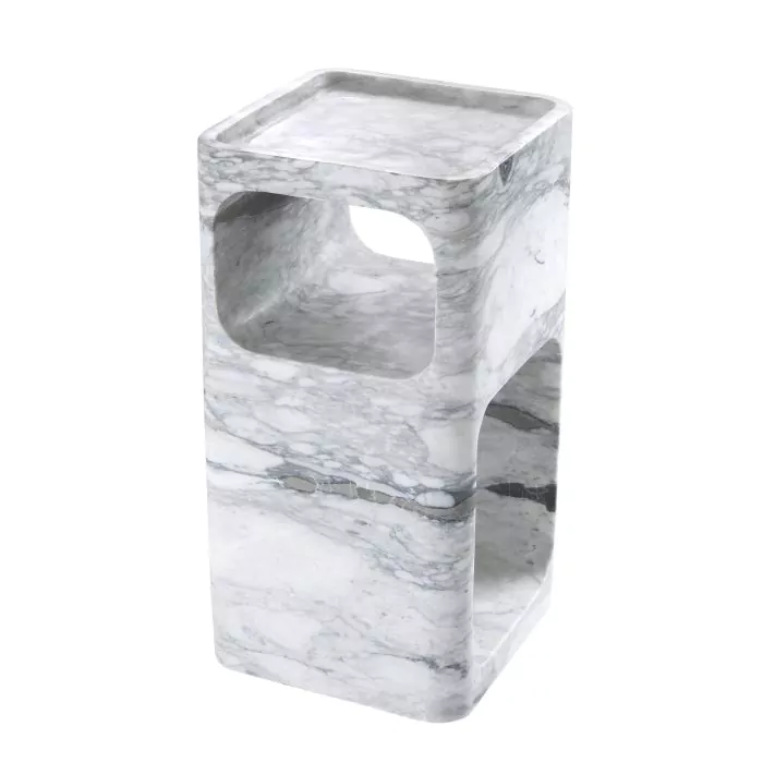 SALE % - Măsuță laterală, Adler marmură albă, Dims: L. 28 | W. 28 | H. 55  (CM)