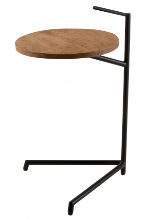 LIVING - Masuta laterala Bistro, Lemn/Fier, Negru/Natural, 39x42x64 cm