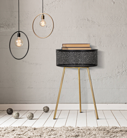 SALE % - Masuta Blacky, Fier, Auriu/Negru, 65x40x40 cm