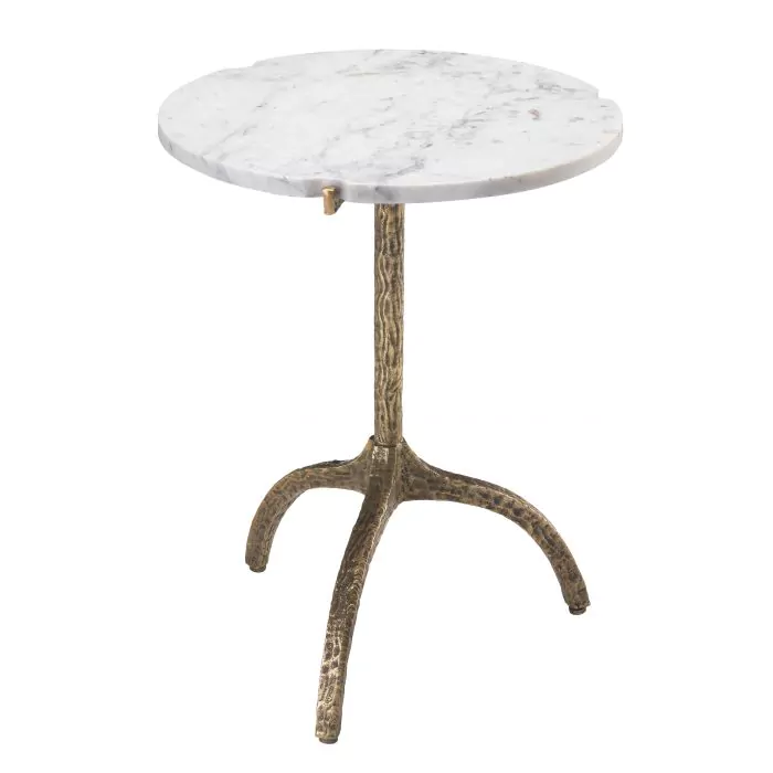 SALE % - Măsuță laterală, Cortina, finisaj din alamă cu aspect vintage, Dims: Ø 45 | H. 58.5  (CM)