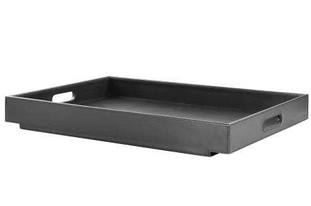 Masuta cu tava Monza, Fier/Piele/Nichel, Negru/Argintiu, 50x55x62 cm [2]